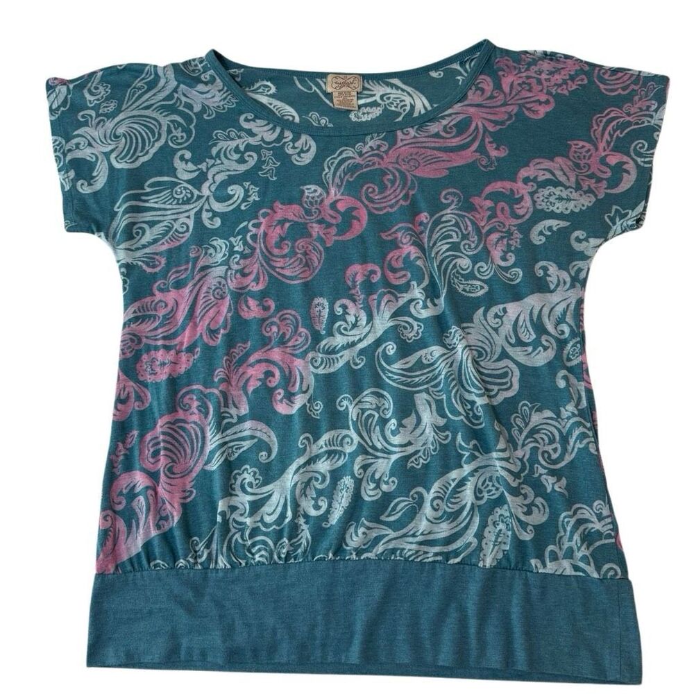Eyelash Couture Abstract Dye Semi Sheer Patterned Layering Top L